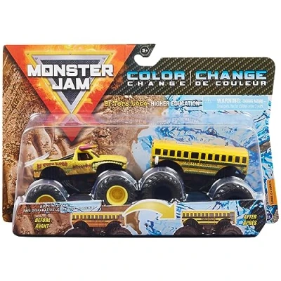 Image of Monster Jam, Official El Toro Loco vs. Higher Education Color Changing Die Cast Trucks, 1:64 Scale