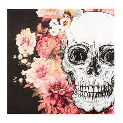 Image of Boland 97088 Day of The Dead Party Napkins Pack 20 33 x cm Mouth Cloth Table Decoration 100% Paper,for Birthdays and Halloween Parties