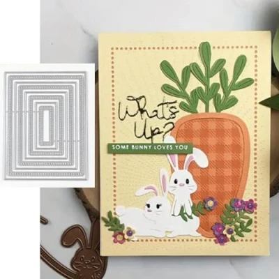 Image of Rectangular Figure Frame Metal Die Cuts,Merry Christmas Square Cutting Dies Cut Stencils DIY Scrapbooking Decorative Embossing Paper Party Wedding Card Making
