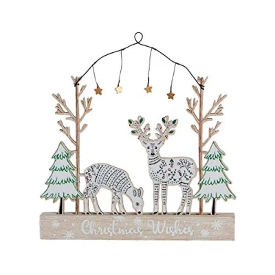 Image of Sass &amp; Belle Winter Forest Folk Deer Christmas Wishes Plaque