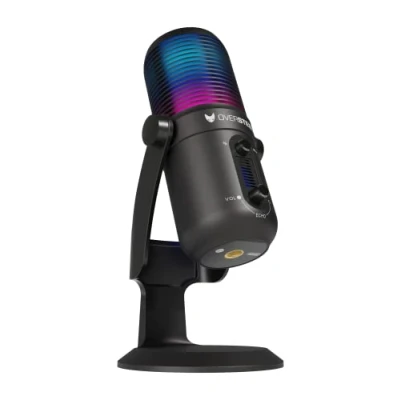 Image of Oversteel Elinvar USB Gaming Microphone, Cardioid and Omnidirectional with Arm Stand, RGB Illumination, Plug &amp; Play, Compatible PC, XBOX Series, PS4, PS5 Mac, Black Color