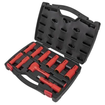 Image of Sealey Premier Insulated Socket Set 10pc 1/2&quot;Sq Drive 6pt WallDrive® VDE Approved