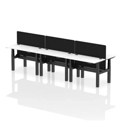 Image of Air B2B 1200x600mm Adjustable 6P Bench Desk CP White/Black + Screen