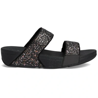 Image of Fitflop Women&#039;s LULU Multi Tonal Glitter Slides Sandal, Black, 6.5 UK