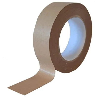 Image of Crystal Mailing 2x Brown Kraft Paper Tape Rolls 38mm x 50m Packaging Eco Friendly Recyclable Biodegradable