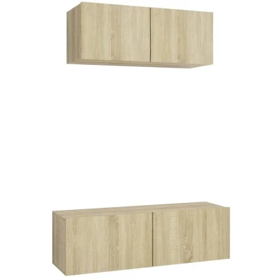 Image of vidaXL 2 Piece TV Cabinet Set Sonoma Oak Engineered Wood
