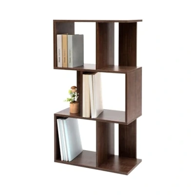Image of Iris Ohyama, Decorative Display shelf/Floating Shelves/Wooden shelf/Display rack with 3 Shelves, Design,Modern,Modular, Office,Bedroom,Living Room, Library Shelf SRK W3 Brown