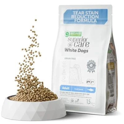 Image of Nature&#039;s Protection Superior Care White Dogs Dry Food Grain Free, Hypoallergenic, No Tear Stains, Heart Health, Wheight Control Adult, Small and Mini Breeds Herring, 1,5 kg.