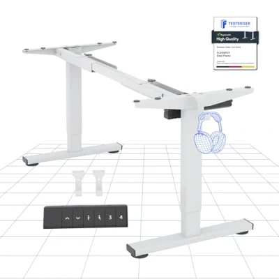 Image of FLEXISPOT Electric Height Adjustable Standing Desk Sit Stand Up with Memory Smart Pannel EF1 (Desk frameWhite)