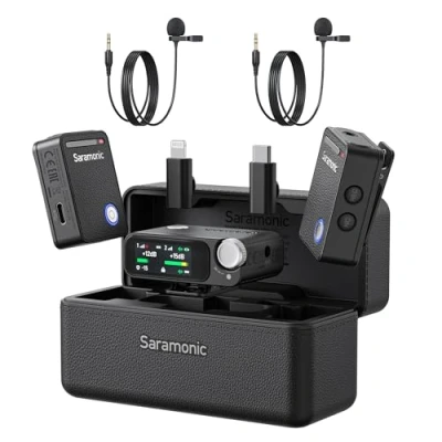 Image of Saramonic Ultra Wireless Lavalier Microphone, 32 Bit Float Recording, Timecode Sync, Noise Cancellation, IPX5 Water Resistance, 984’ Range, 130dB SPL, for Cameras, Smartphones, Computers