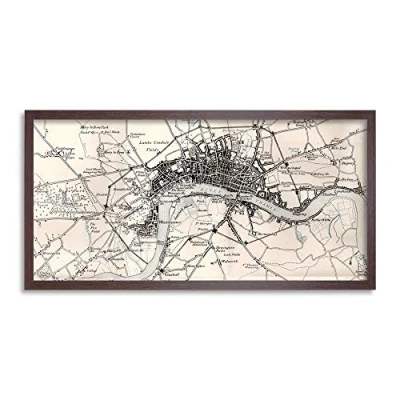 Image of Artery8 Map Crown 1930 London City England 1660 Plan Chart Framed Wall Art Print Long 25X12 Inch