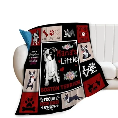 Image of Boston Terrier Blanket Gifts Throw Blankets Cozy Fleece Flannel Soft Warm Plush Lightweight Dog Gift for Couch Sofa Bed Women Girls 40&quot;X50&quot;