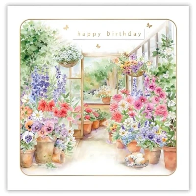 Image of Female Birthday Card for Her General Women Garden and Flowers Artistic Floral Design Special Finishes Made in the UK Eco Friendly
