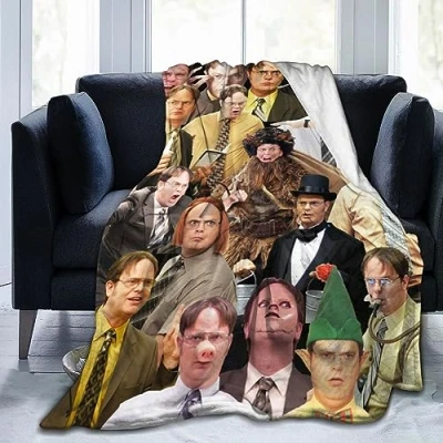 Image of Blanket Dwight Schrute Soft and Comfortable Wool Fleece Throw Blankets for Sofa Office car Camping Yoga Travel Home Decoration Cozy Plush Beach Gift