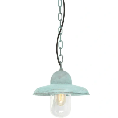 Image of Somerton 1 Light Outdoor Ceiling Chain Lantern Verdigris IP44, E27