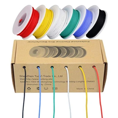 Image of TUOFENG 24 AWG Electrical Wire Kit,0.20mm² Flexible Silicone Wire(6 Different Colored 9 Meter spools) 300V Hookup High Temperature Resistance