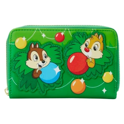 Image of Loungefly Disney Chip and Dale Ornaments Ziparound Wallet, Multicolored, Standard, Zippered Wallet