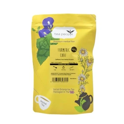 Image of Tea People 250g Turmeric Chai (70 cups) Caffeine Free Herbal 100% Natural Ingredients: Root, Cinnamon, Cardamom, Liquorice, Black Pepper