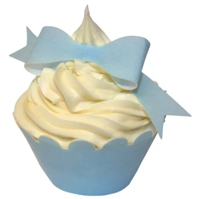 Image of Pre Cut kit of 10 Edible Wafer Baby Blue Bows Great for Shower Cake Decorations 201 394 by CDA Products Ltd so Easy to Put Together and Looks Like Real Ribbon.