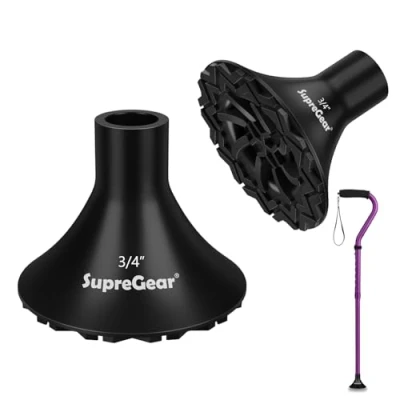 Image of Cane Tips (2 Pack), 19 mm All Terrain Rubber Ferrules for Walking Sticks, Heavy Duty Thickened Replacement Foot Pad Canes, Folding Canes