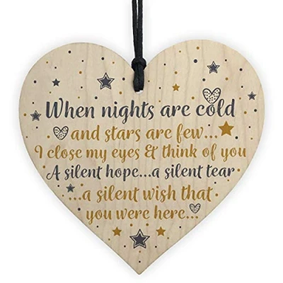 Image of RED OCEAN CHRISTMAS Tree Decoration In Memory Mum Dad Nan Memorial Wooden Heart Bauble Gift
