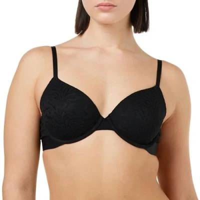 Image of Calvin Klein Women&#039;s Lightly Lined Demi Plunge Underwire Bra, Black (Black), 38B