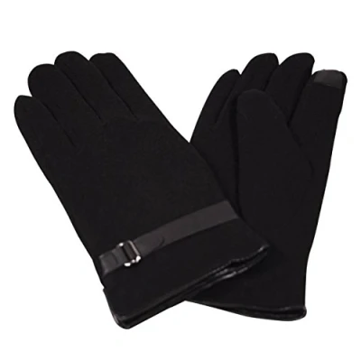 Image of Itzu Mens Deluxe Wool Soft Winter Gloves Touch Screen Thermal Insulate Fleece Lined in Black