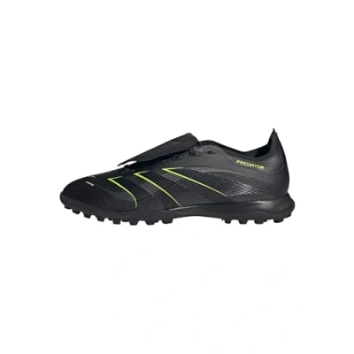 Image of adidas Unisex Predator League Fold Over Tongue Turf Football Boots, Core Black/Carbon/Lucid Lemon, 4.5 UK