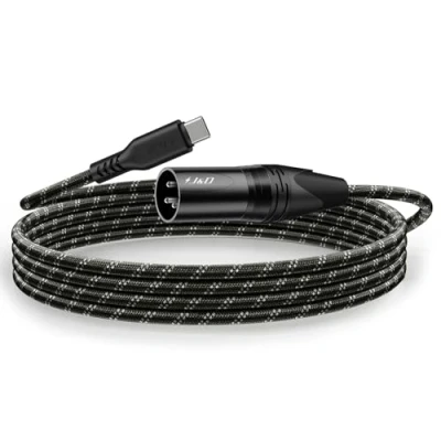 Image of J&amp;D USB Type C to XLR Male Audio Output Cable, 6.6ft Braided for Amplifier, Speaker, Mixer Console, Compatible with iPhone 15/16 and Galaxy S24 Series, 2 Meter