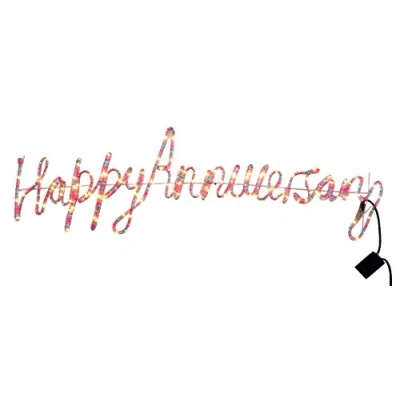 Image of Large Light Up Wall Sign Happy Anniversary Silhouette Lights