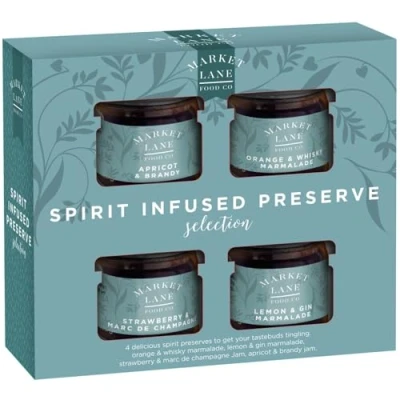 Image of Jam Selection Gift Set Duerr&#039;s Spirit Infused Mini Jams &amp; Marmalade Pack of 6 Resealable Assorted Jars Flavourful Preserves