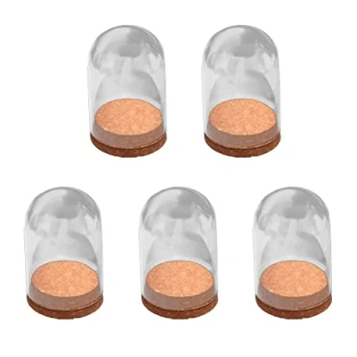 Image of P Prettyia 5 set Glass Cloche Bell Jar Display Dome with Wood Base 10cm Tabletop Centerpiece
