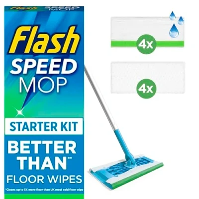 Image of Flash Speed Mop Starter Kit, All In One Floor Mopping System (4 Wet + 4 Dry Pads), Mop, Refill Pads