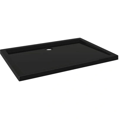 Image of vidaXL Rectangular ABS Shower Base Tray Fibreglass Reinforced, Easy Low Threshold Entry, Black, 70x100 cm, Scratch and Stain Resistant