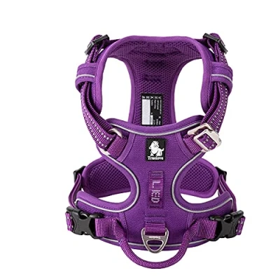 Image of WINHYEPET True Love No Pull Dog Harness Extra Reflective Pet for Small Medium Large Dogs Adjustbale Running Walking Padded Soft Mesh Vest Easy Control TLH56512(Purple,L)