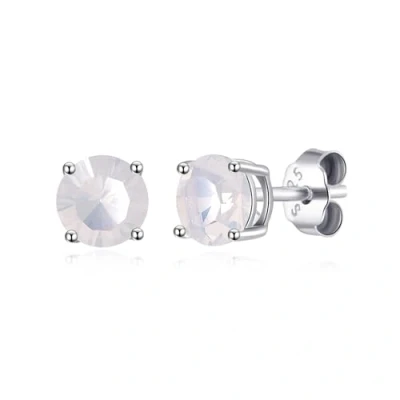Image of Philip Jones Sterling Silver October (Opal) Birthstone Earrings Created with Zircondia® Crystals