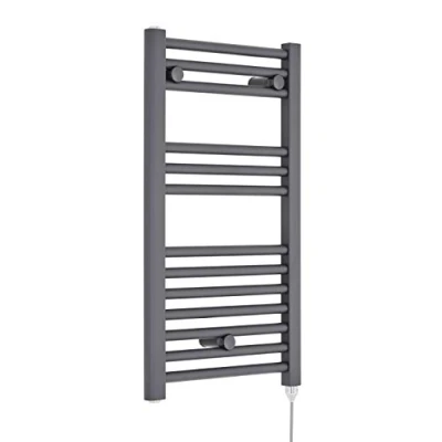 Image of Nuie Radiator MTY153 Modern Bathroom 300 Watt Heated Electric Ladder Towel Rail, 720mm x 400mm, Anthracite