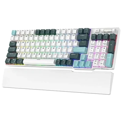 Image of RK ROYAL KLUDGE RK96 RGB Limited Ed, 90% 96 Keys Wireless Triple Mode Bluetooth 5.0/2.4G/USB C Hot Swappable Mechanical Keyboard w/Software Support &amp; Massive Battery, Yellow Switch, Camp Green