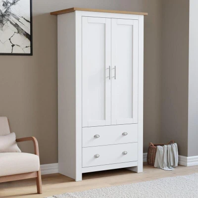 Image of KOSY KOALA 2 Door Bedroom Wardrobe with Hanging Rail, Shelves &amp; Drawers Space Saving Storage