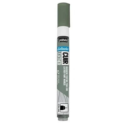 Image of PEBEO Setacolor Leather Acrylic Marker for and Leatherette Customisation Bag, Shoe, Sneaker Scratch, fold rub resistance Matt/Satin finish Sage Green