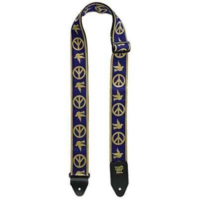 Image of Ernie Ball Peace Love Dove Beige/Navy Blue Jacquard Guitar Strap