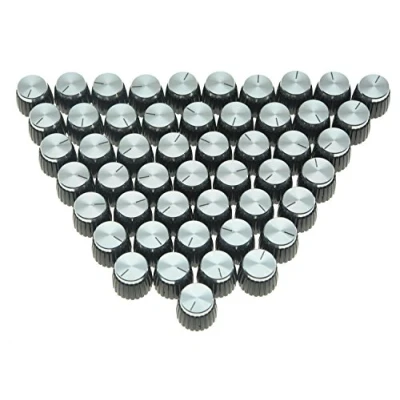 Image of KAISH 50pcs Guitar AMP Amplifier Push on fit Knobs Black w/Silver Top Fits Marshall