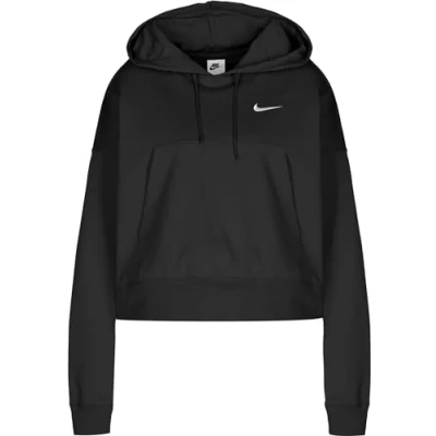 Image of NIKE DM6417 010 W NSW JRSY OS PO HOODIE Sweatshirt Women&#039;s Black/White XS