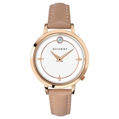 Image of Accurist Women&#039;s 35.00 mm Quartz Watch with White Analogue dial and Beige Leather 8358