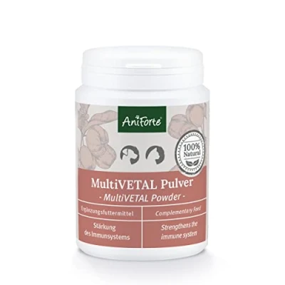 Image of AniForte MultiVitamin MultiVETAL Powder 100g: Natural Vitamin Supplement for Dogs &amp; Cats Contains 13 Vitamins 11 Minerals, Including B Complex, B1, B2,B5, B6, B12, A, C, D, E, K, Omega 3