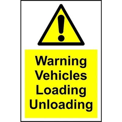 Image of Warning vehicles loading unloading safety sign 3mm Aluminium 300mm x 200mm