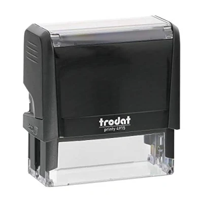 Image of Trodat Printy 4915 Personalised Stamp Ideal for Creating Business, Office and Teacher Stamps Impressions Size 68 x 23 mm Up to 6 Lines of Custom Text (Black)