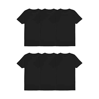 Image of Fruit of the Loom Men&#039;s Stay Tucked Crew T Shirt, Regular 6 Pack Black, Medium