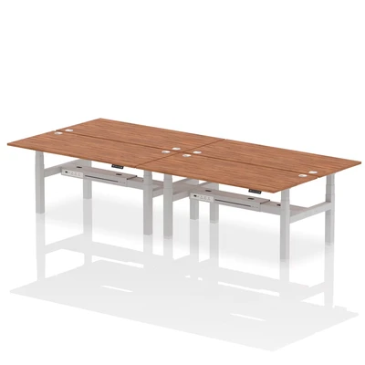 Image of Air B2B 1800x800mm Height Adjustable 4P Bench Desk CP Walnut/Silver