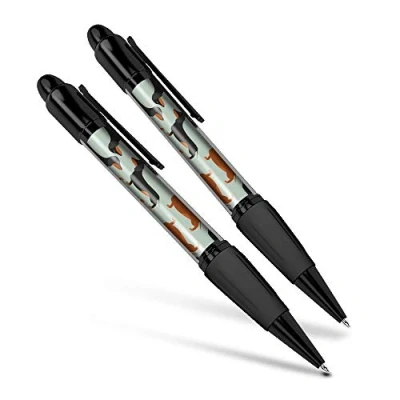 Image of Destination Vinyl ltd Beautiful and comfortable Set of 2 Matching Pens Dachshund Sausage Dog Print #14369
